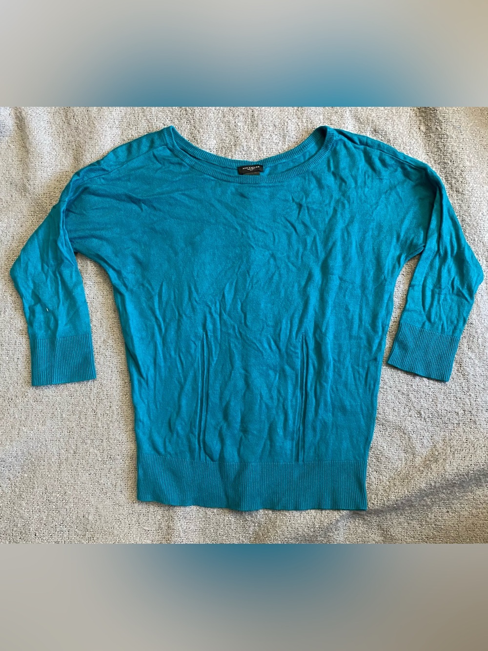 Ann Taylor Teal Scoop Neck Lightweight Sweater